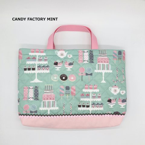 キルトレッスンバッグ＊Lサイズマチあり＊CANDY FACTORY MINT