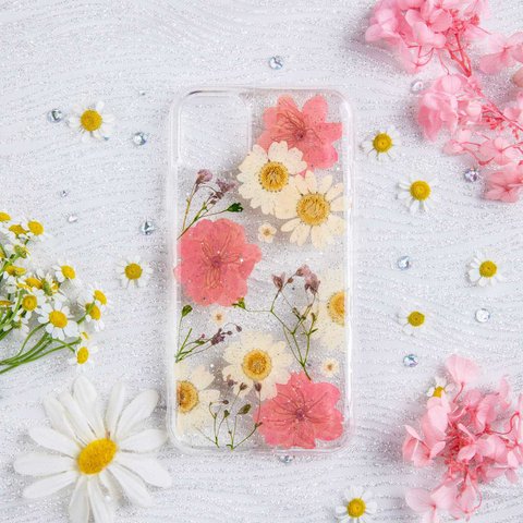 全機種対応iPhone Xperia Galaxy HUAWEI AQUOS OPPO  GOOGLEPIXEI ARROWSマホケース 押し花ケース 人気  押し花 ❀ケース 花束 花物語