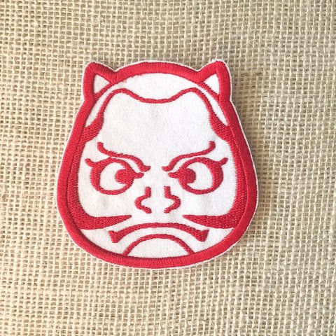 歌舞伎猫刺繍パッチ（白）