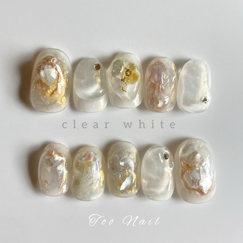 【再再販】clear white‎🤍✨️奥行きうるうるネイル