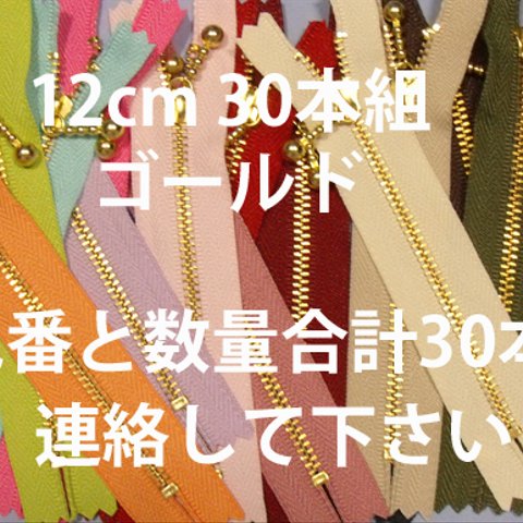 ファスナー12cmG　色が選べます(16色より)30本組