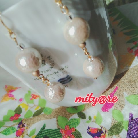 ★新規Sale★10mmコットンパールがゆれるピアス✾　♡金具がお選び頂けます