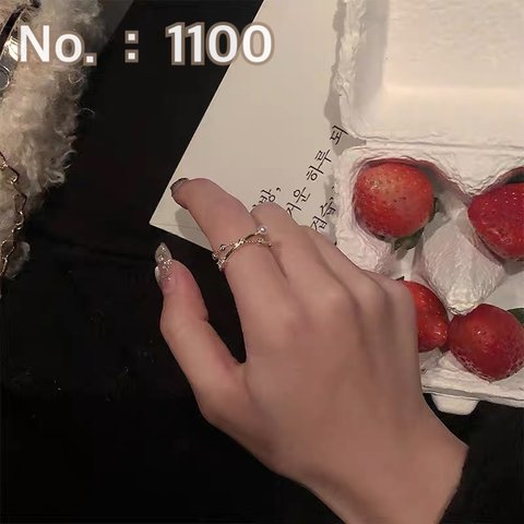 韓国ファッション　上品なクロスデザインリング　指輪　アクセサリー　-1100
