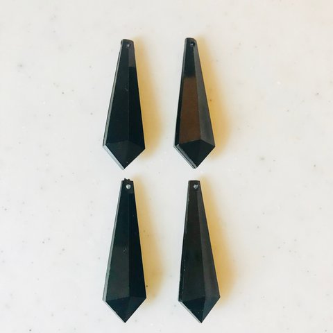 Vintage Black Faceted Drop Pendant Tops《2603》