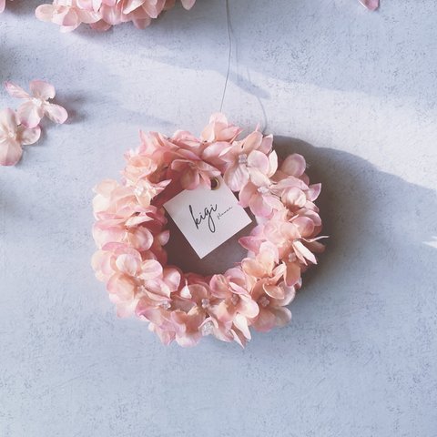 “ 特集掲載”【clear pink azisai wreath】