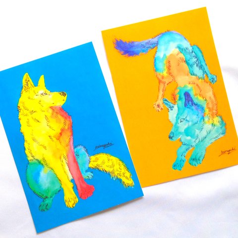 Colorful Wolf card