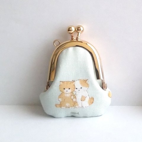 小さいがま口：豆姫：ちっちゃいがま口：littlie purse 407：かわいいがまぐち：小さな財布：猫,ネコ,おやつ,cat