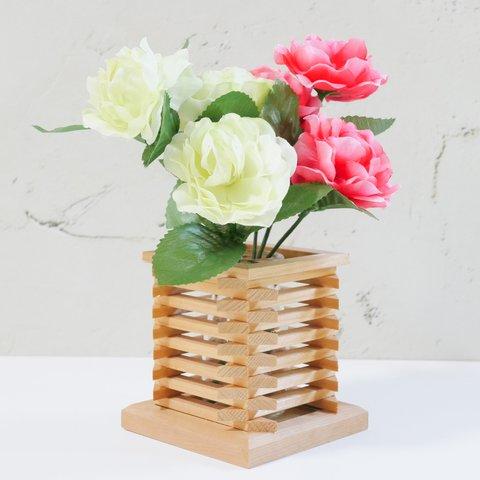 木製花瓶(造花&ドライフラワー用）