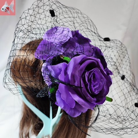 ◆紫の薔薇のベールミニハット①
