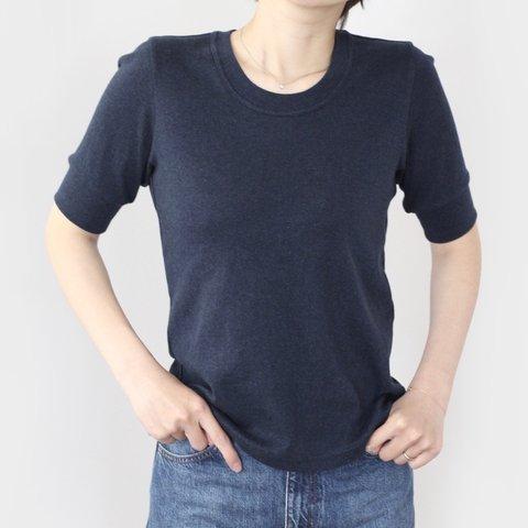日本製オーガニックコットン 形にこだわった 大人の4分袖 袖口リブTシャツ【サイズ・色展開有り】 