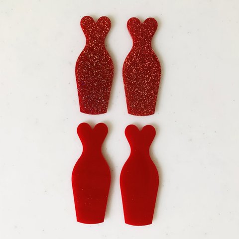 Glitter Red Dress Cabochons