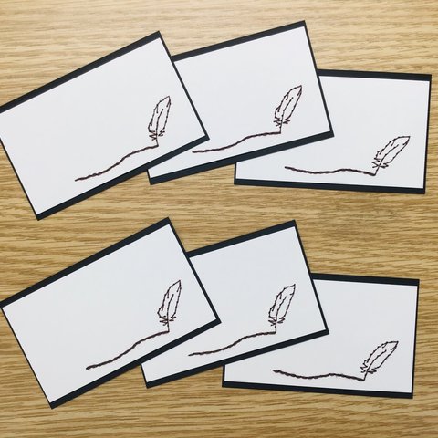 紙刺繍羽根ペンのメッセージカード【6枚セット】
