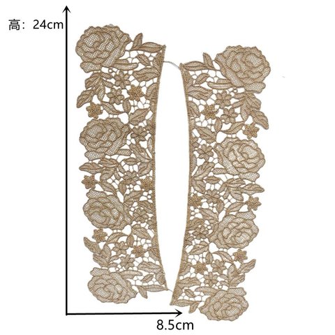 薔薇レースつけ襟　29cm*8.5cm　ベージュ