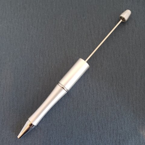 【再入荷】2本 デコボールペン土台 カスタム 素材 ビーズボールペン/シルバー【おおよそ15㎝】（Pen-1）