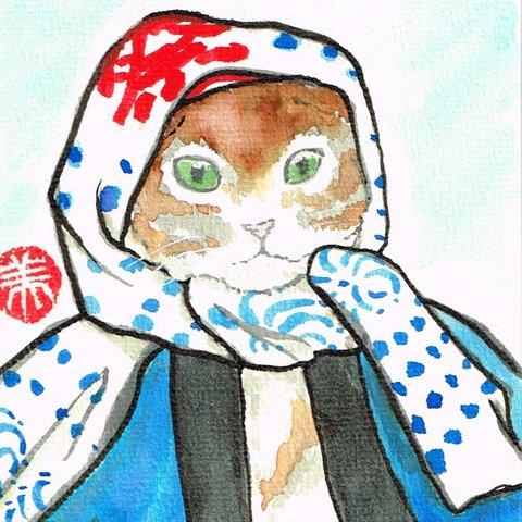 【原画ポストカード】お祭り猫