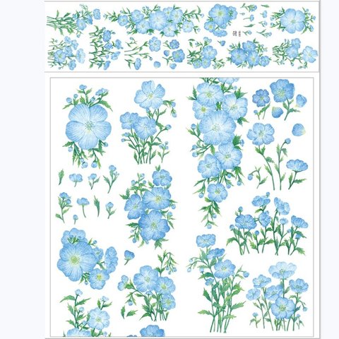 きれいなお花　青い花❤マスキングテープ　PET