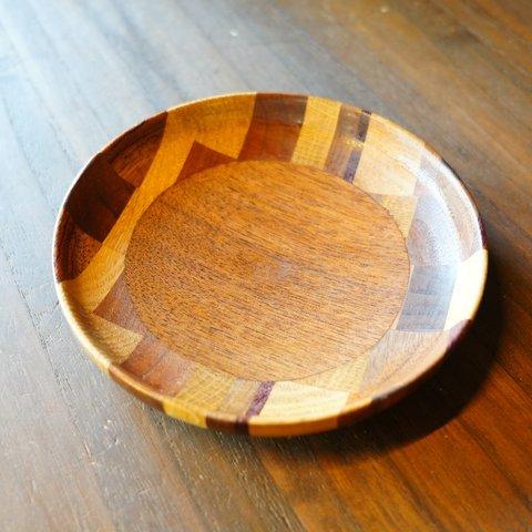【木　皿　木製　食器】#184 ミックスウッド（オーク、タモ、ウォルナット、パープルハート）