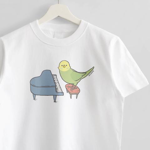 Tシャツ（ENJOY MUSIC / ピアニスト / セキセイインコ / グリーン / B）