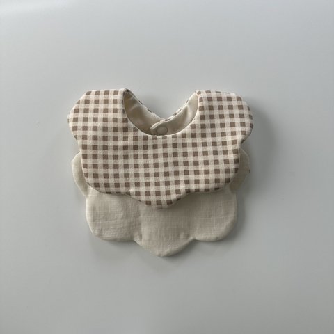 【即納】fuwa gingham bib［beige］