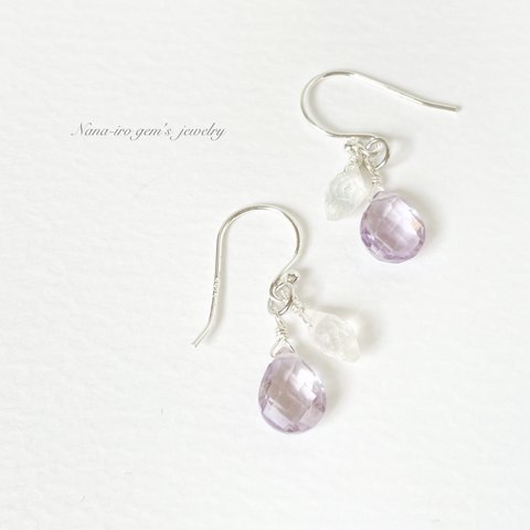 silver925 amethyst × moonstone pierce