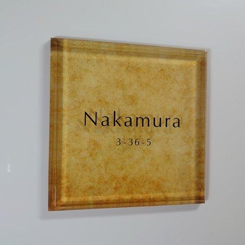 蓮の花ステンドグラス背景アクリル表札*透明4辺45度斜め 蓮の花ステンドグラス背景アクリル表札*透明4辺45度斜め