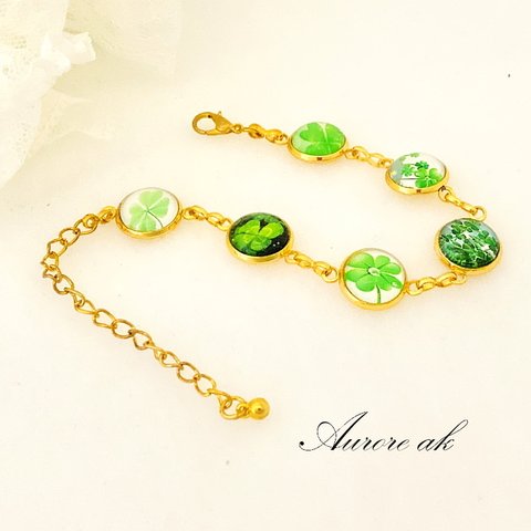 bracelet　ブレスレット　グリーン　クローバー