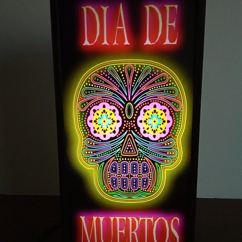 Day of the Dead メキシコ メキシカンスカル 死者の日 風習 ミニチュア サイン 看板 置物 雑貨 LEDライトBOX