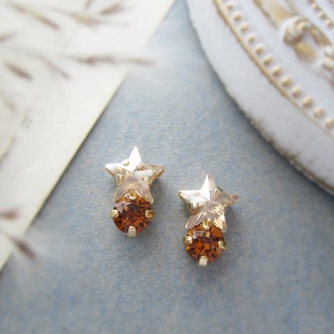 Star bijou earring／pierce（ゴールデンシャドウ＊ライトアンバー）*3985*