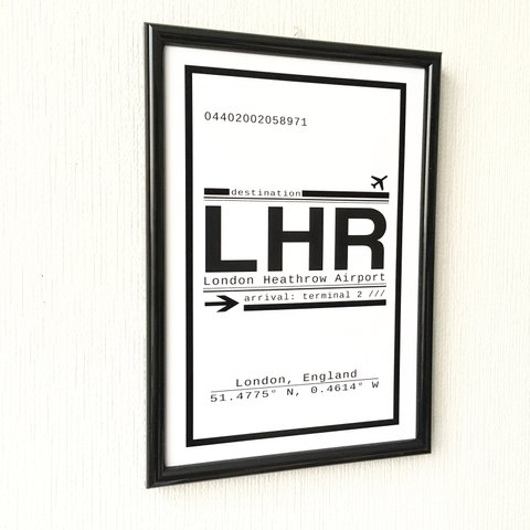 ◆アートポスター IATA3レター空港コード◆ロンドン ヒースロー国際空港〜LHR〜