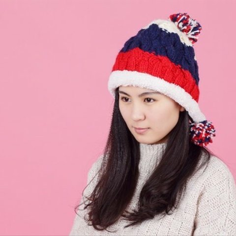 【受注生産】【Lady's】ほっこりあたたか冬帽子+マスク付き　NO:003