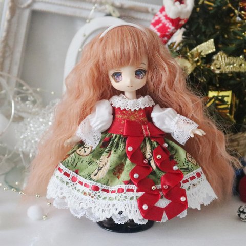 【オビツ11服】クリスマスドレス　レッド