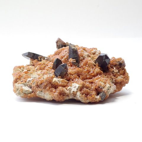 黒水晶 × ガーネット 【一点物】 原石 鉱物 天然石 パワーストーン (No.1451)