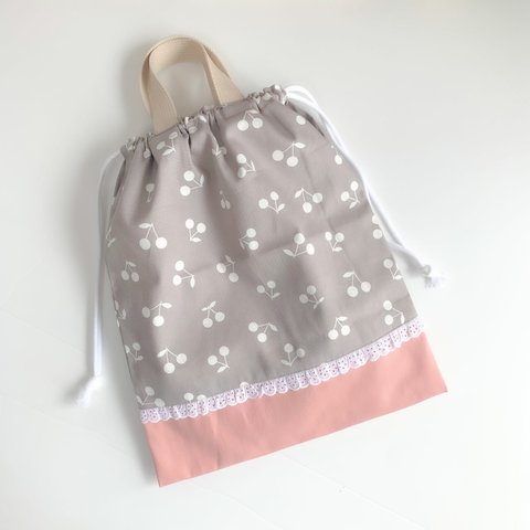 【RENEW】♪🍒 Grey × cocal pink さくらんぼのかわいいお着替え入れ 🍒♪ 