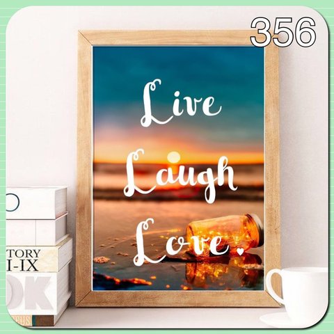 送料無料⭐️Live Love Laugh 海⭐️No.356⭐️A4ポスター　北欧アート⭐️プレゼント　北欧　誕生日　記念日