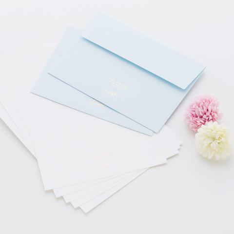オリジナル花嫁の手紙☆ベビーブルー　封筒8枚＋便箋16枚　名前箔加工