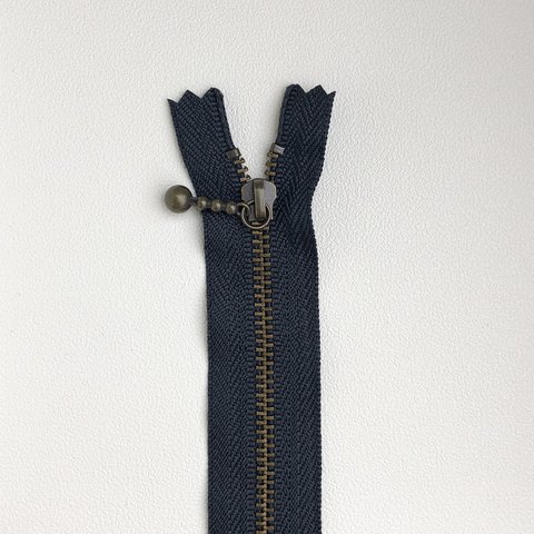 5本組 YKKファスナー 14cm  #560 濃紺(金具：アンティークゴールド) 玉付き