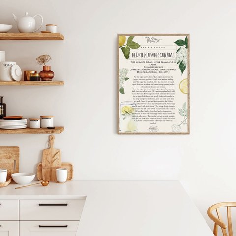 キッチンポスター　/ i0611 / 春のハーブや花のレシピ　インテリアポスター