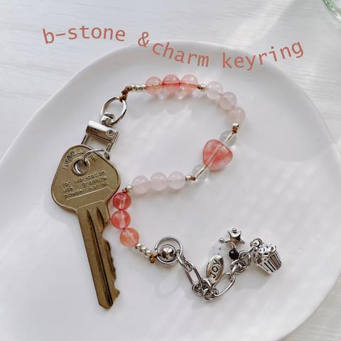 b-stone and charm keyring 選べる誕生石＆チャーム 2way キーホルダー