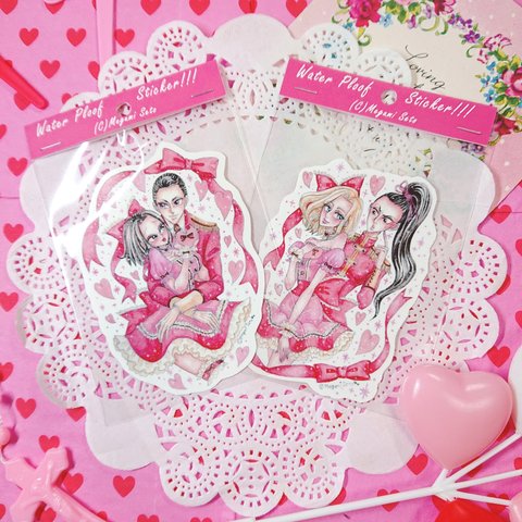 防水大きめステッカー2種セット　Valentines Collection