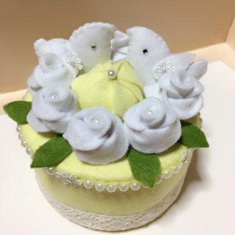 フェルトのケーキ型リングピロー♡ イエロー（送料込）
