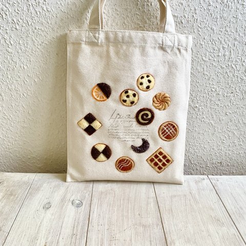 Cafe-sweets☆羊毛刺繍 キャンバストート〜クッキーアソート🍪🧇🍪