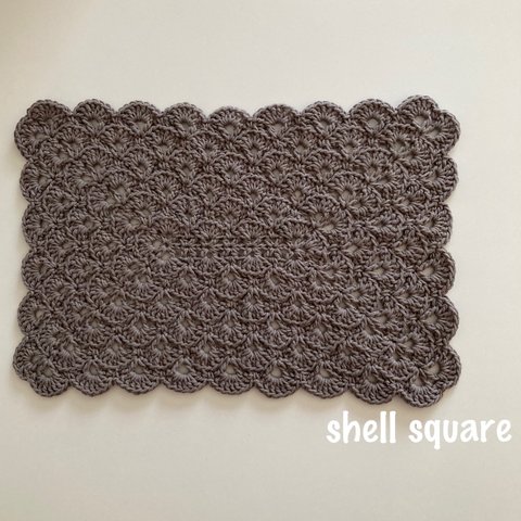 100% cotton shell square インテリアマット-gray-