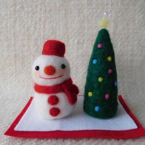 雪だるまとツリーのクリスマス飾り
