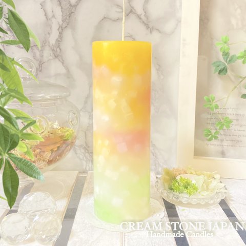 Φ6.7cm×H20cm ペタルキャンドル (ミモザ) № 000768 /Gradation Candle