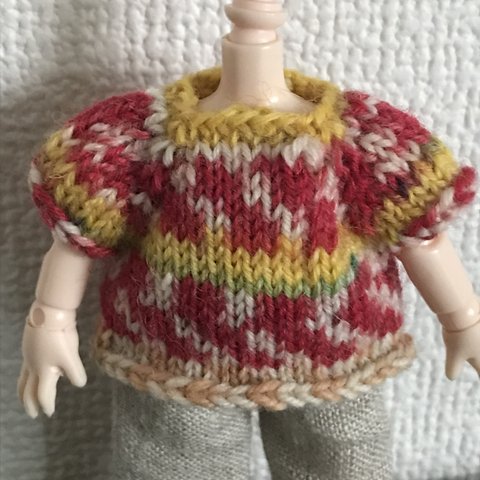 オビツ11 opalの毛糸の手編みの半袖セーター