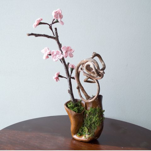 早めの桜盆栽で癒しを 造花 フェイクフラワー