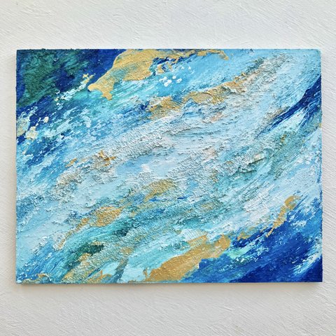 blue planet＊原画　テクスチャーアート　絵画　板絵