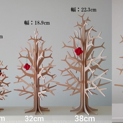 木製　高さ：32cm　アクセサリースタンド＆クリスマスツリー (材質:MDF厚み2.5mm）