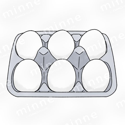 白玉の鶏卵とパック （イラスト素材）I_32