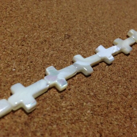 【38cm】クロス・十字架モチーフマザーオブパール粒